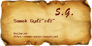 Samek Győző névjegykártya